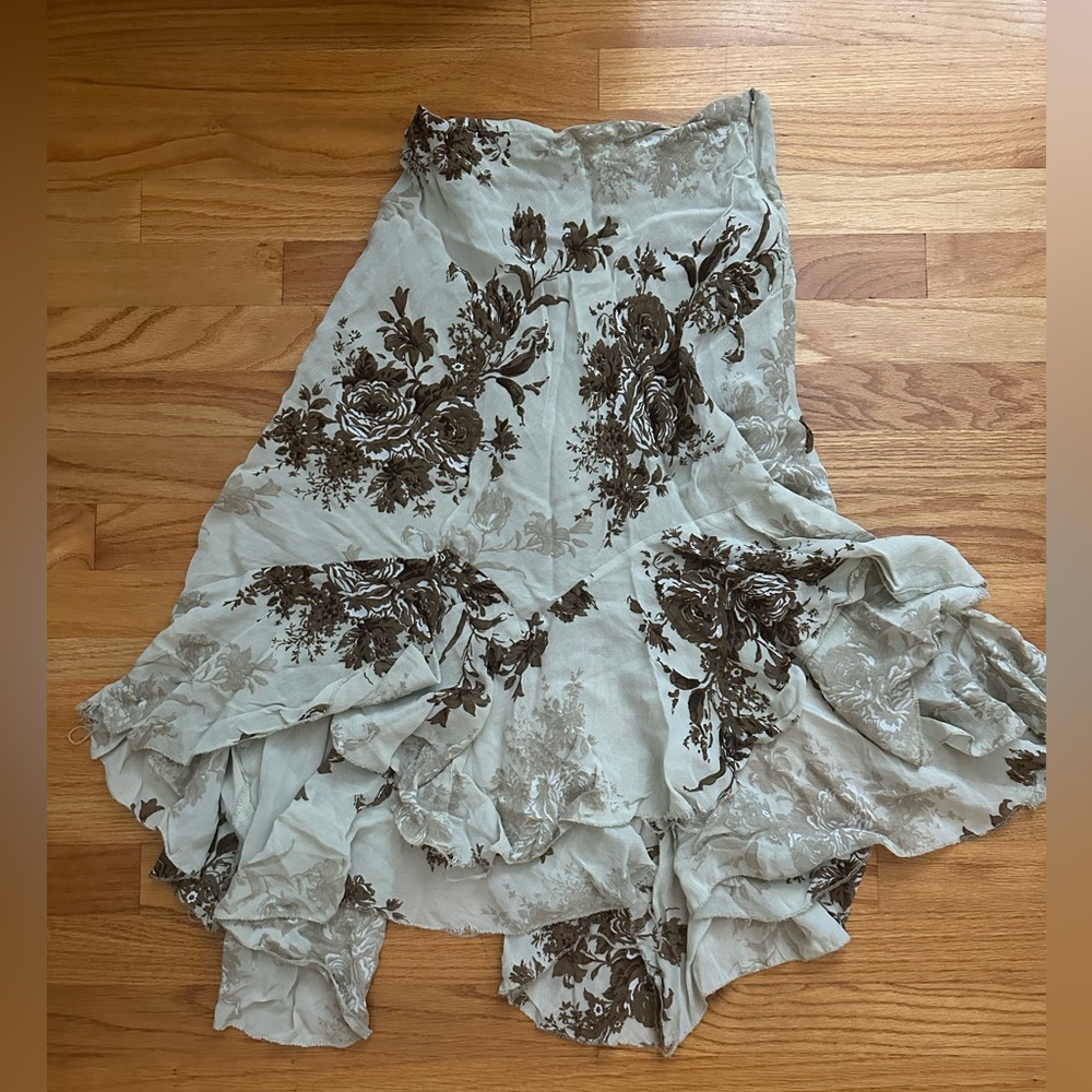 vintage floral midi hi low / asymmetric skirt